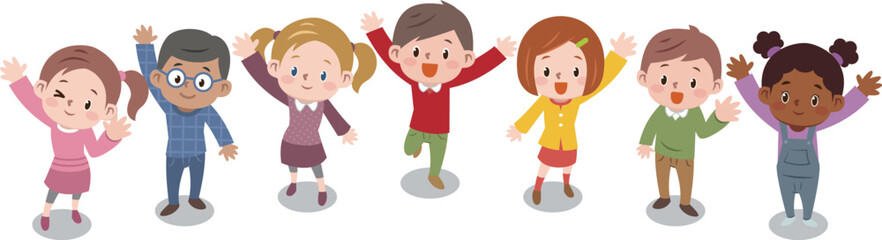 見上げる子供達