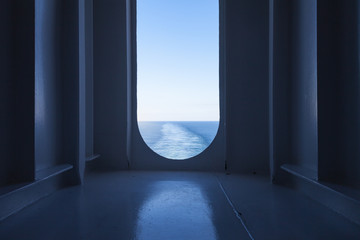 Ship's Wake.  The view from a ship's stern as it travels across the ocean. - obrazy, fototapety, plakaty