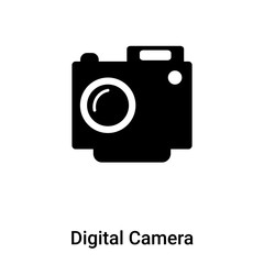 Digital Camera icon vector isolated on white background, logo concept of Digital Camera sign on transparent background, black filled symbol