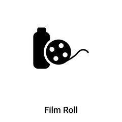 Film Roll icon vector isolated on white background, logo concept of Film Roll sign on transparent background, black filled symbol