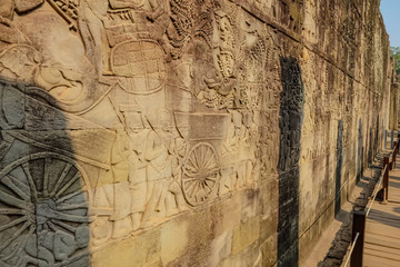 Ancient wall art in angkor wat siem reap cambodia