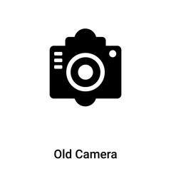 Old Camera icon vector isolated on white background, logo concept of Old Camera sign on transparent background, black filled symbol