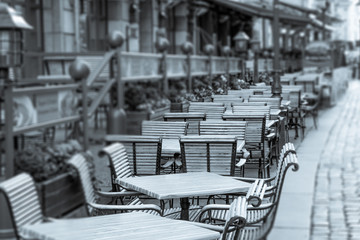 Table of a street cafe in a European city
