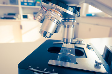 Slide and lens of microscope