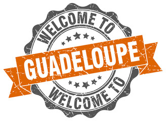 Obraz premium Guadeloupe round ribbon seal