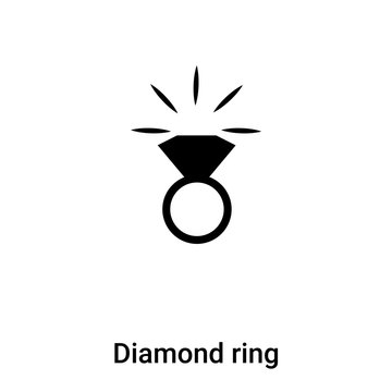 Diamond ring icon vector isolated on white background, logo concept of Diamond ring sign on transparent background, black filled symbol