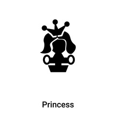 Princess icon vector isolated on white background, logo concept of Princess sign on transparent background, black filled symbol