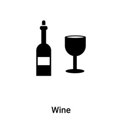 Wine icon vector isolated on white background, logo concept of Wine sign on transparent background, black filled symbol