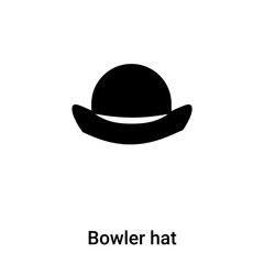 Bowler hat icon vector isolated on white background, logo concept of Bowler hat sign on transparent background, black filled symbol