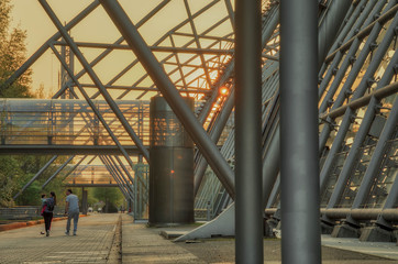 Sunset at the fairground in Leipzig
