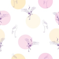 crane, pattern, vector, illustration