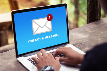 You've got a mail message on laptop screen concept - 222758462