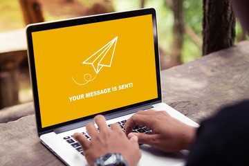 Your message is sent on laptop screen concept - 222758649