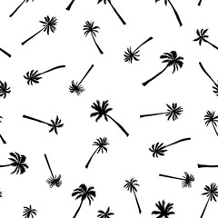 Palm tree pattern. Seamless hand drawn textures on exotic trendy background.