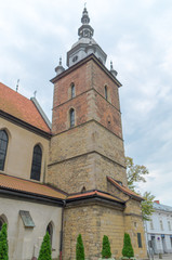 Fototapeta na wymiar old clock tower of church