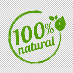 100% Natural Logo Symbol Transparent Background