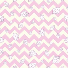 Hand drawn vector illustrations - seamless pattern of seashells. Marine background.
