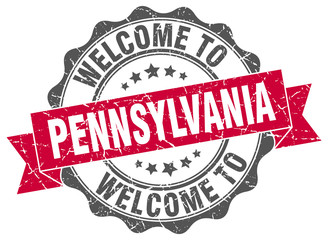Obraz premium Pennsylvania round ribbon seal
