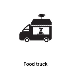 Food truck icon vector isolated on white background, logo concept of Food truck sign on transparent background, black filled symbol