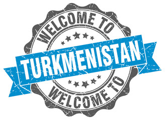 Obraz premium Turkmenistan round ribbon seal