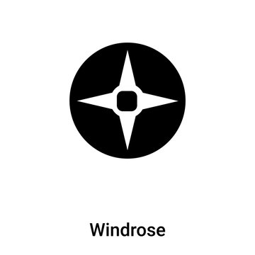 Windrose icon vector isolated on white background, logo concept of Windrose sign on transparent background, black filled symbol