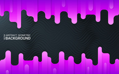 Abstract black wave background. Geometric shapes on ultraviolet gradient. Vector pattern. Vibrant texture. Template for websites, brochures, posters.