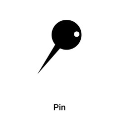 Pin icon vector isolated on white background, logo concept of Pin sign on transparent background, black filled symbol