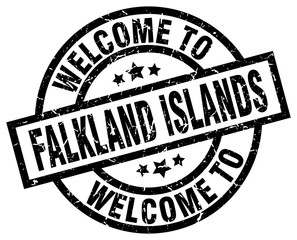 welcome to Falkland Islands black stamp