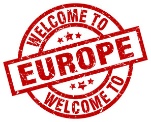 welcome to europe red stamp