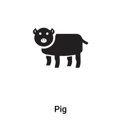 Pig icon vector isolated on white background, logo concept of Pig sign on transparent background, black filled symbol