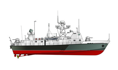 Obraz premium The patrol ship. Illustration.