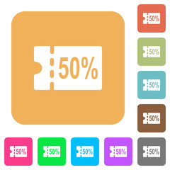 50 percent discount coupon rounded square flat icons