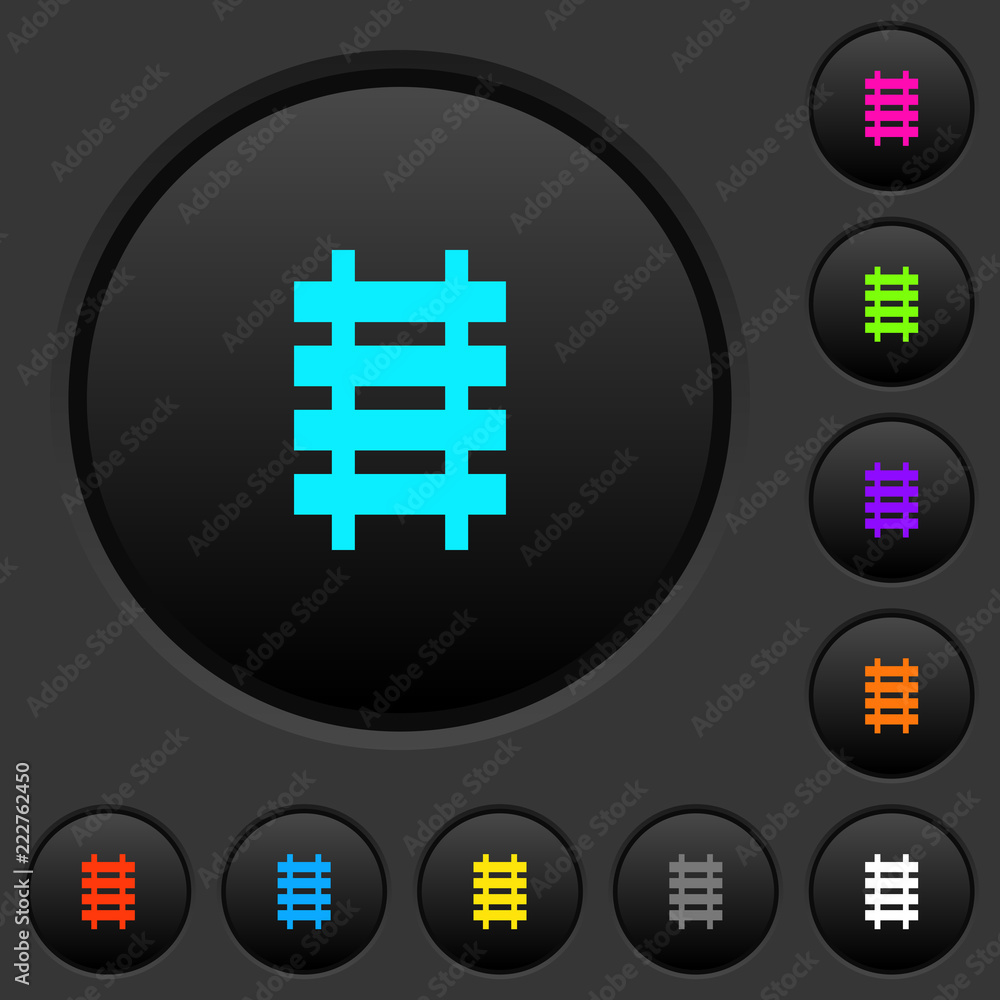 Poster railroad dark push buttons with color icons
