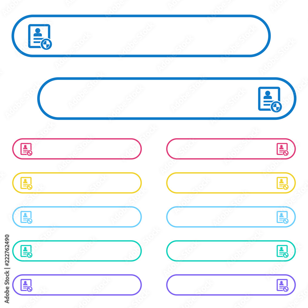 Poster protect contact icons in rounded color menu buttons