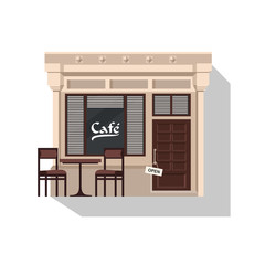 Illustration of cute little cafe. Storefront vector detailed flat design