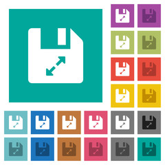 Uncompress file square flat multi colored icons