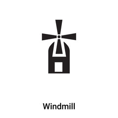 Windmill icon vector isolated on white background, logo concept of Windmill sign on transparent background, black filled symbol