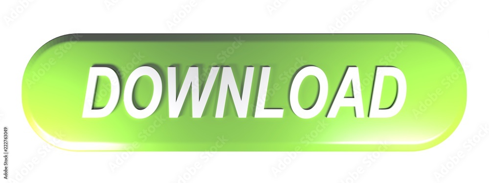 Poster green rounded rectangle push button download - 3d rendering