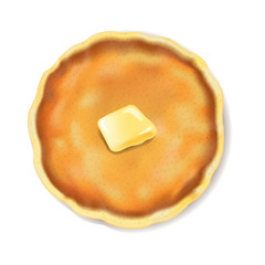 Pancake Isolated With Butter White Background