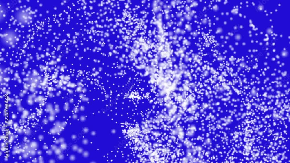 Poster white particles fly on a light blue background. abstraction of space. 3d rendering. depth of field b