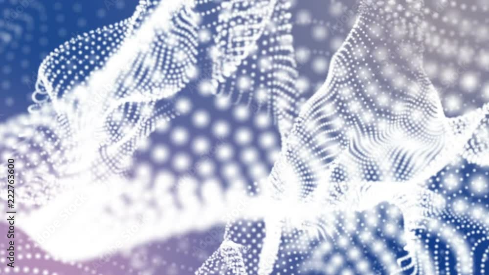 Aufkleber white three-dimensional round particles slowly fly on a light blue background. 3d rendering. depth o