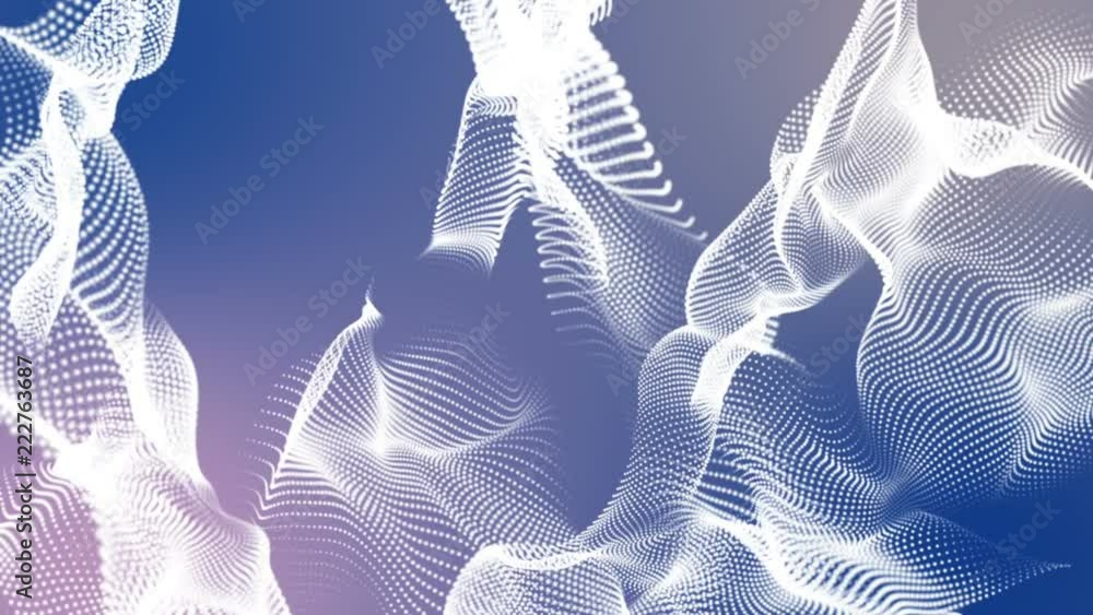 Aufkleber white three-dimensional round particles slowly fly on a light blue background. 3d rendering. depth o