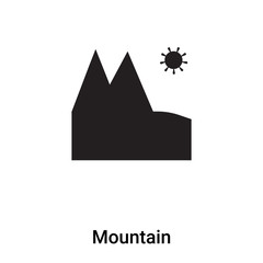 Mountain icon vector isolated on white background, logo concept of Mountain sign on transparent background, black filled symbol