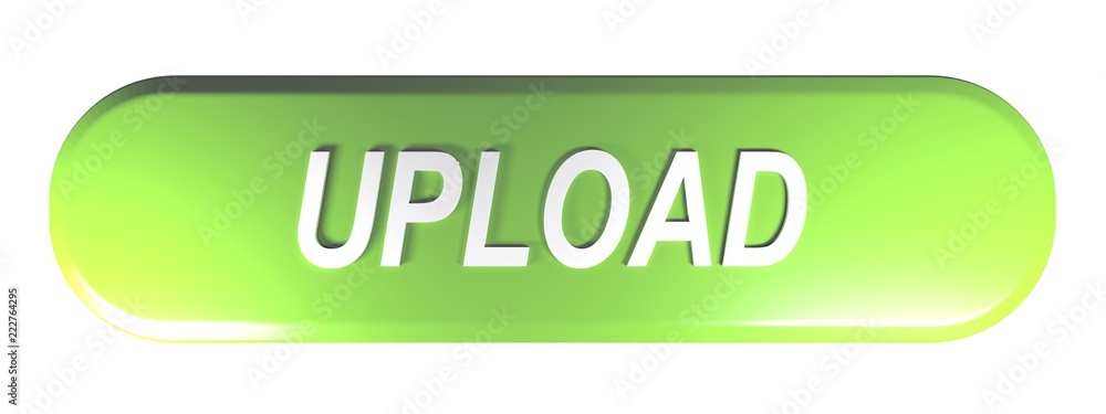 Poster green rounded rectangle push button upload - 3d rendering