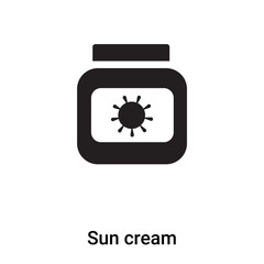 Sun cream icon vector isolated on white background, logo concept of Sun cream sign on transparent background, black filled symbol