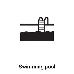 Swimming pool icon vector isolated on white background, logo concept of Swimming pool sign on transparent background, black filled symbol