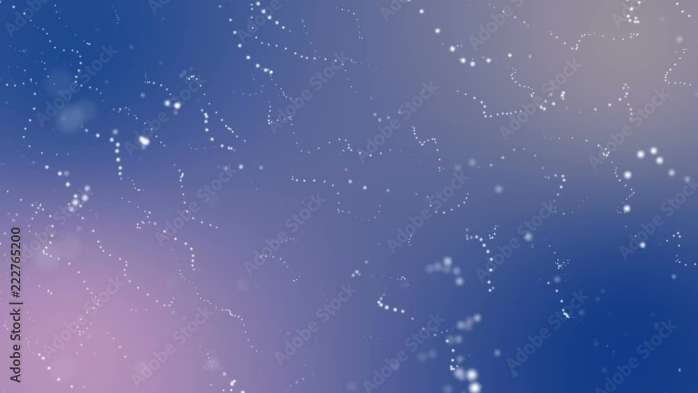 Poster white three-dimensional round particles slowly fly on a light blue background. 3d rendering. depth o