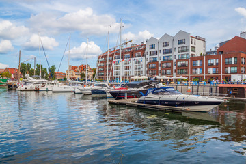 Marina at Motlawa river in Gdansk, Poland. Gdansk 
