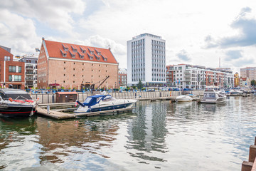 Marina at Motlawa river in Gdansk, Poland. Gdansk 