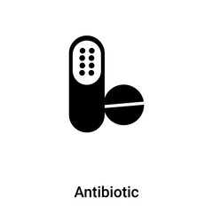 Antibiotic icon vector isolated on white background, logo concept of Antibiotic sign on transparent background, black filled symbol